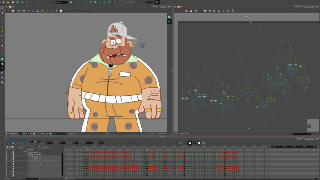 A well-organized node view always helps when animating complex character rigs.