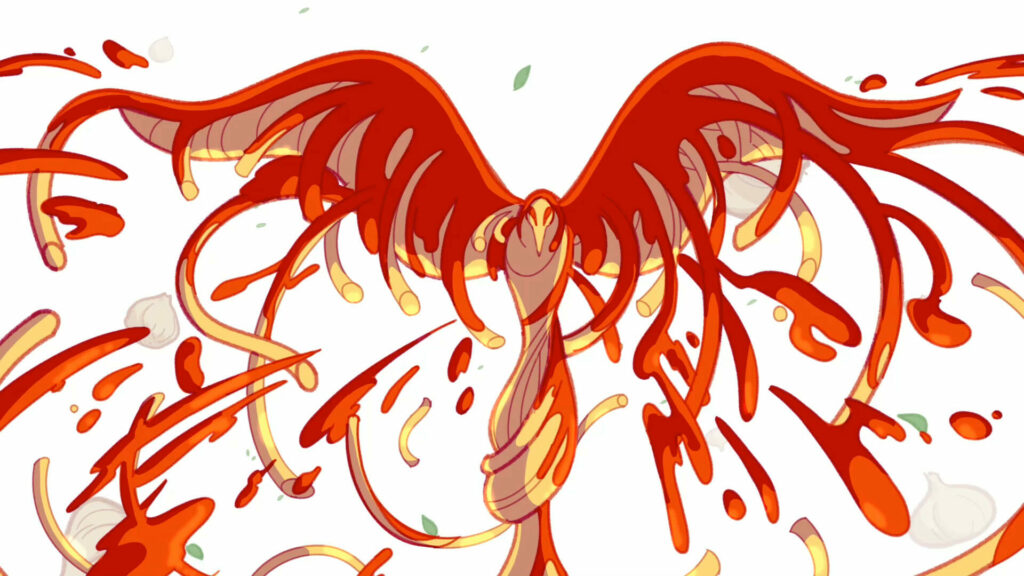 This sauce phoenix in Greg McMahon's scene is meant to show how ingredients can be transformed by a recipe.
